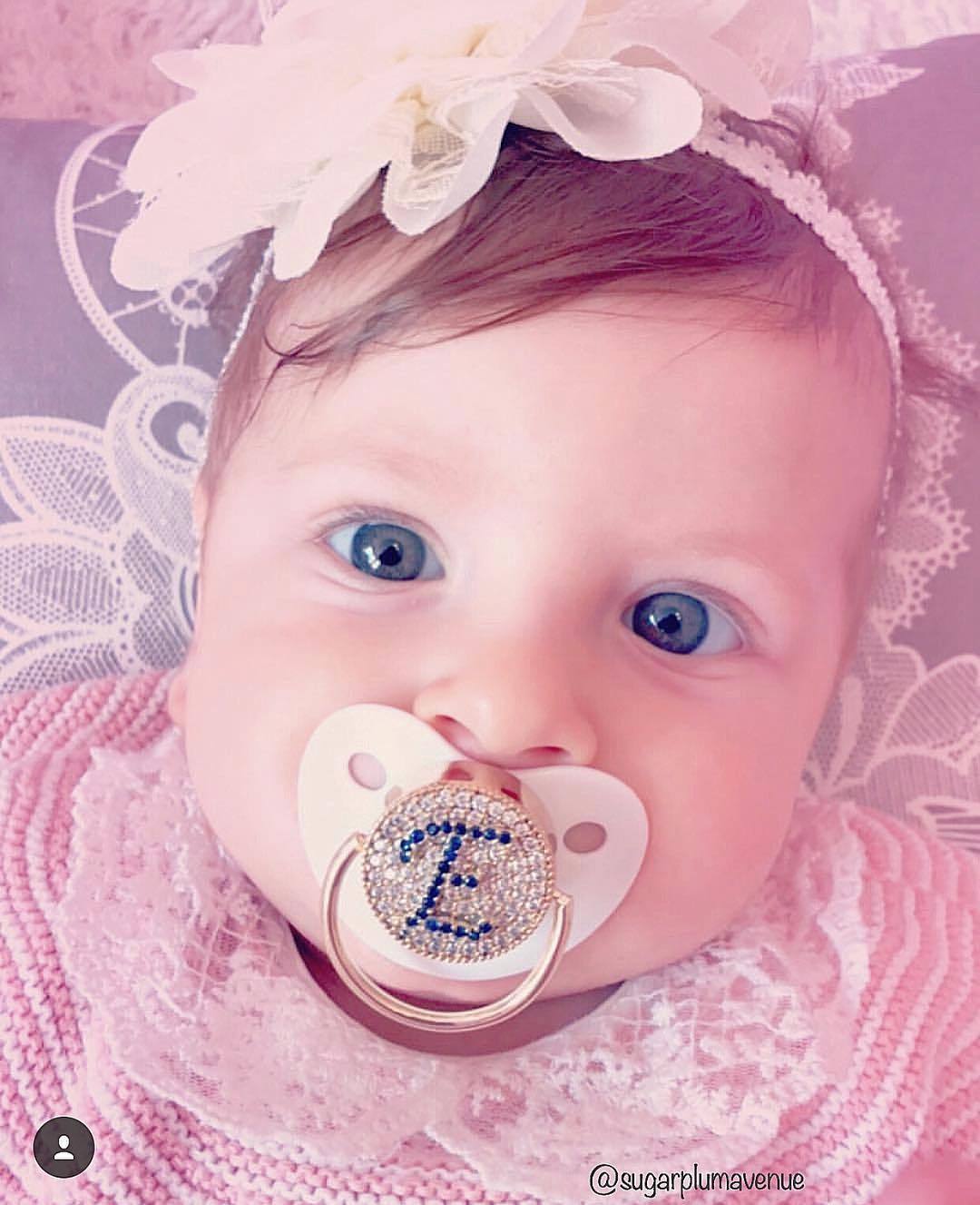 Custom Pacifiers with Rhinestone Baby Name Personalized Pacifier
