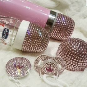 Crystals Pacifier & Clip + Pacifier Box + Bottle + Thermo Bottle Set