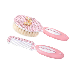 Handmade Crystals 2 Pieces Baby Hair Brush Set