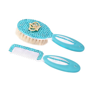 Handmade Crystals 2 Pieces Baby Hair Brush Set