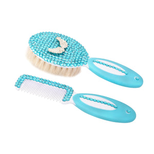 Handmade Crystals 2 Pieces Baby Hair Brush Set