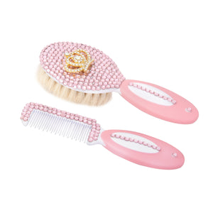 Handmade Crystals 2 Pieces Baby Hair Brush Set