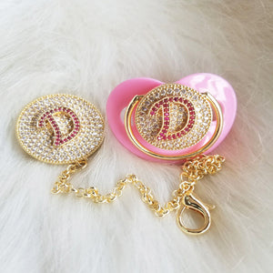 Custom Pacifier With Rhinestone Custom Clip and Custom Chain