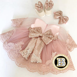 Baby Bow Lace Ball Gown Casual Princess Baby Girls Dresses