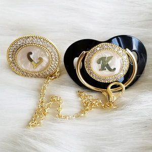 Custom Pacifier With Rhinestone Custom Clip and Custom Chain