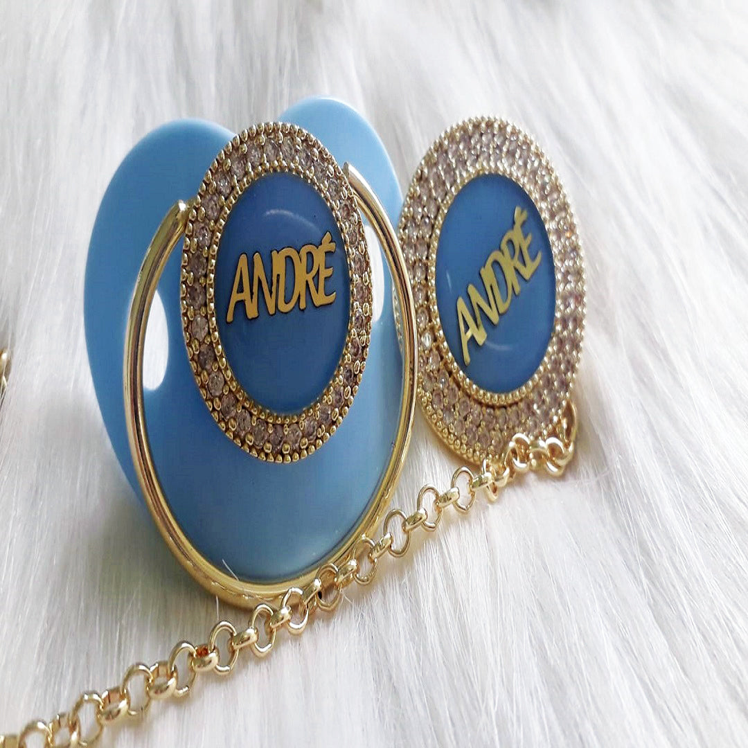 Personalized Custom Pacifiers with Rhinestone - Customized Luxury Pacifiers with Baby Name