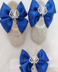 Conjunto de diadema y zapatos con adornos hechos a mano de cristal