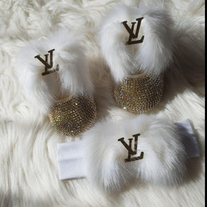 Designer Inspired Fur Shoes and Headband