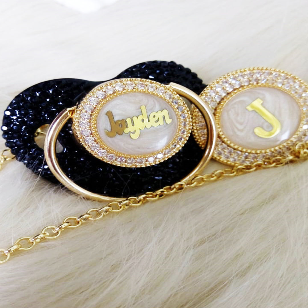 Personalized Custom Pacifiers with Rhinestone - Customized Luxury Pacifiers with Baby Name
