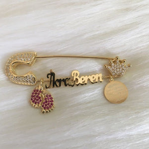 Gold and Silver Plated Personalized Baby Pin - Bling Bling Babies