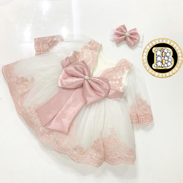 First Communion Dress Baby Girl Formal Princess Dress Toddler Bow Bead –  marryshe