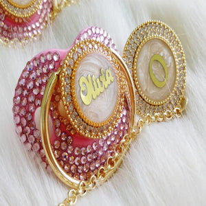 Personalized Custom Pacifiers with Rhinestone - Customized Luxury Pacifiers with Baby Name