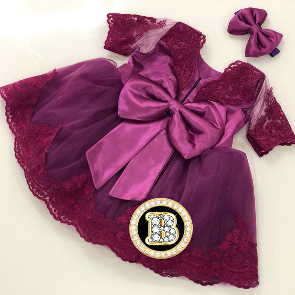 Purple Tulle Flower Baby Dress